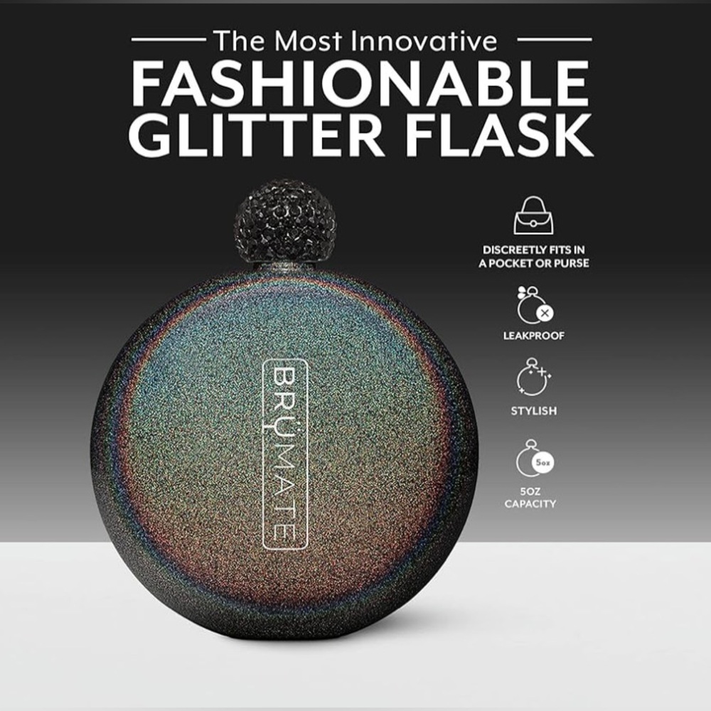 BrüMate Iridescent Round Flask - Black Glitter - Picture 2 of 7